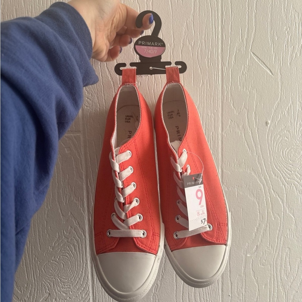 Primark Bright Coral Sneakers with White Accents